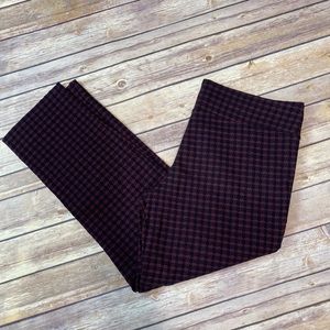 Margaret M Slimming Straight Leg Cropped Pants Houndstooth Burgundy Petite size